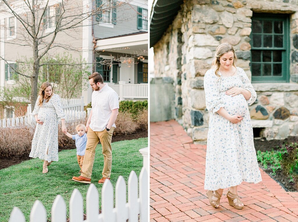 Maternity photos of a couple with their son at Historic Ambassador House near Indianapolis, Indiana