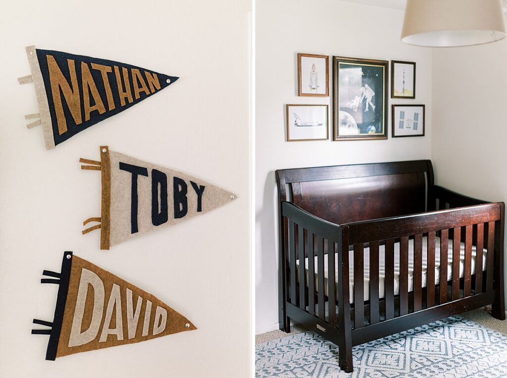 Newborn nursery with vintage decor details