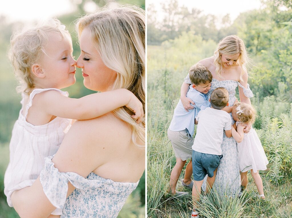 A mother embraces her little ones in a photo by Katelyn Ng Photography.