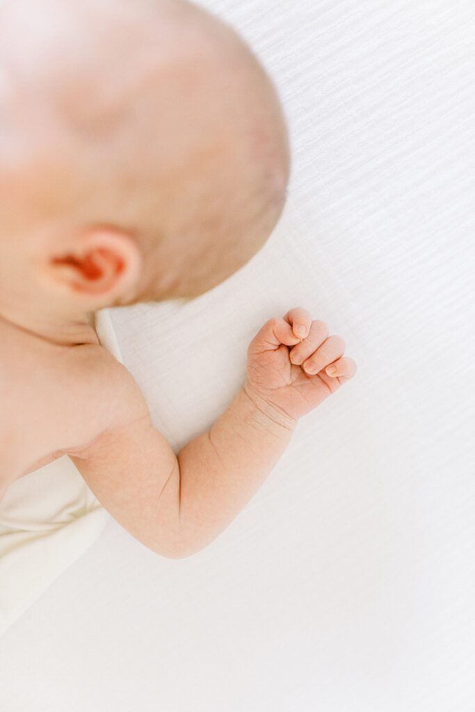 Close up photo of a newborn baby girl